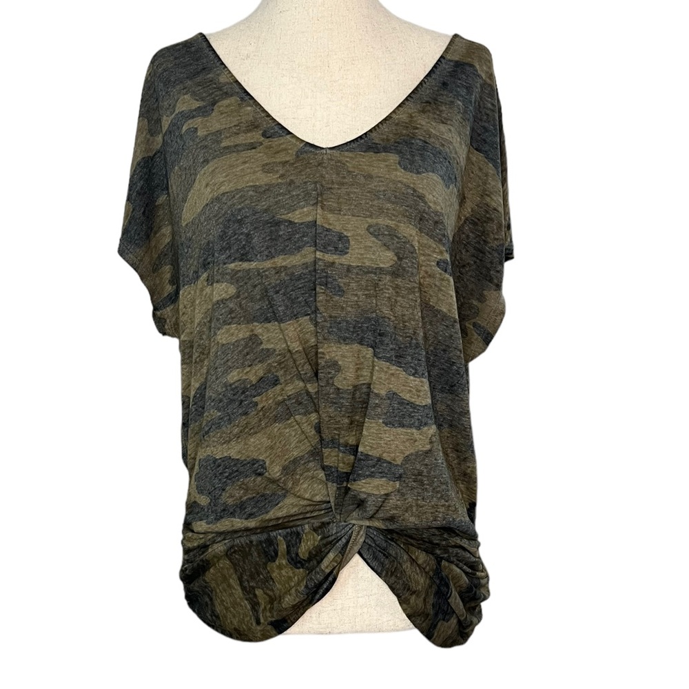 Lucky Brand Front Knot Camo Top - Size S